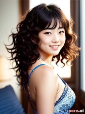 Soojin Jang, as a twenty-three year old woman, ((freckled face)), space suit, ((intricate lace design)), ((laughing, giggling, smiling)), korean, brunette, ((wavy hair)), ((flexing)), bedroom, viewed from the side
